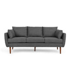 Sofá de 3 plazas de tela color carbón, estilo respaldo de almohada