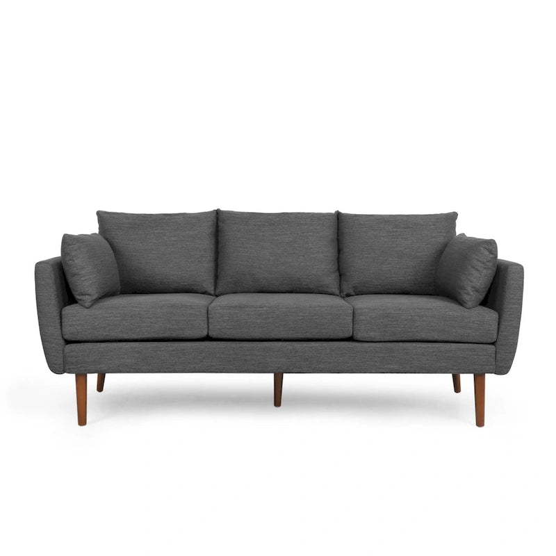 Sofá de 3 plazas de tela color carbón, estilo respaldo de almohada
