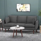Sofá de 3 plazas de tela color carbón, estilo respaldo de almohada