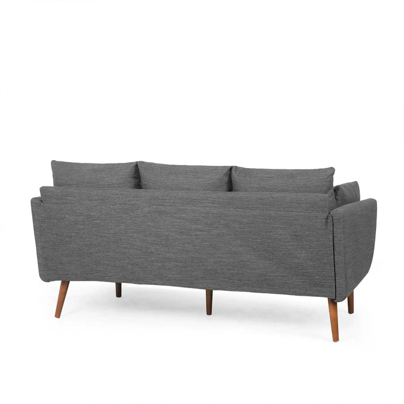 Sofá de 3 plazas de tela color carbón, estilo respaldo de almohada