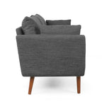 Sofá de 3 plazas de tela color carbón, estilo respaldo de almohada