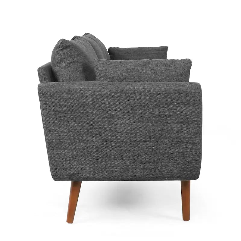 Sofá de 3 plazas de tela color carbón, estilo respaldo de almohada