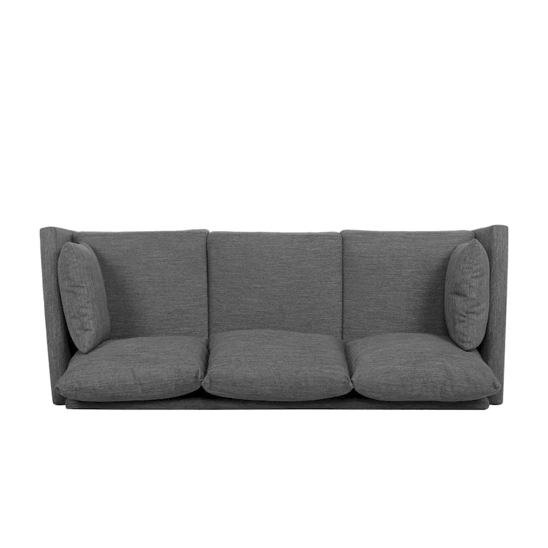Sofá de 3 plazas de tela color carbón, estilo respaldo de almohada