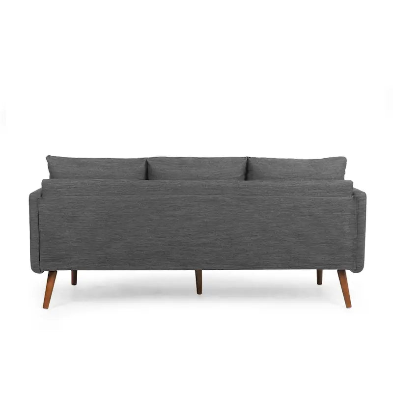 Sofá de 3 plazas de tela color carbón, estilo respaldo de almohada