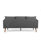 Sofá de 3 plazas de tela color carbón, estilo respaldo de almohada
