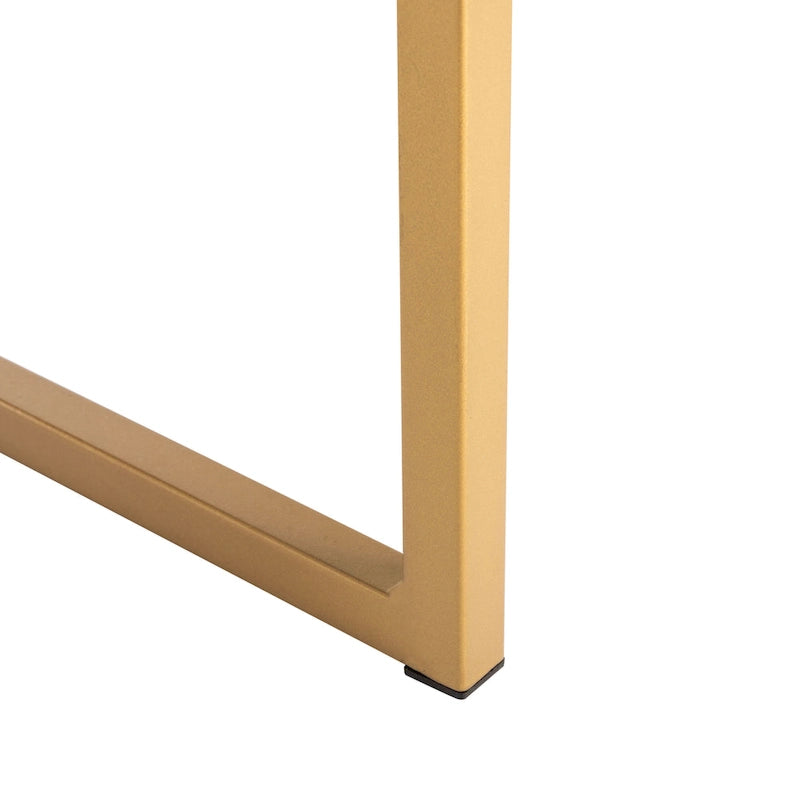 Escritorio consola de 1 cajón de estilo glamuroso blanco y dorado – 1 persona