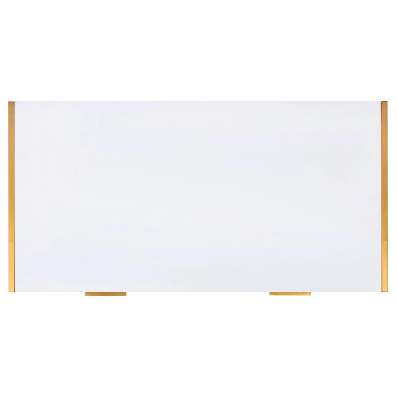 Escritorio consola de 1 cajón de estilo glamuroso blanco y dorado – 1 persona