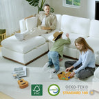 Sofá seccional modular en forma de U de tela gris paloma/blanco crema con otomana de almacenamiento, 4+ asientos
