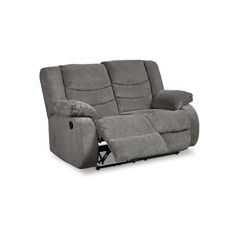Juego de Sofás Reclinables de Chenilla Gris, 3 plazas + 2 plazas + mecedora, 3 personas