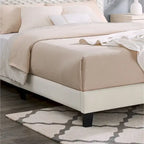 Cama de plataforma tapizada en 3D Off White con cabecero ajustable, individual, 1 persona