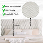 Cama de plataforma tapizada en 3D Off White con cabecero ajustable, individual, 1 persona