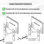 Cama de plataforma tapizada en 3D Off White con cabecero ajustable, individual, 1 persona