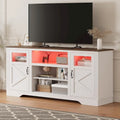 Mueble de TV de estilo rústico en blanco, gris y negro con luces LED, para televisores de hasta 65 pulgadas