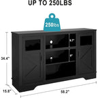 Mueble de TV de estilo rústico en blanco, gris y negro con luces LED, para televisores de hasta 65 pulgadas