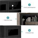 Mueble de TV de estilo rústico en blanco, gris y negro con luces LED, para televisores de hasta 65 pulgadas