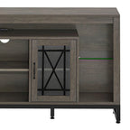 Mueble de TV gris con luces LED y tomas de corriente, de suelo, para televisores de hasta 75 pulgadas