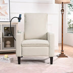 Sillón reclinable ajustable beige con soporte para teléfono y portavasos, 1 persona