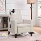 Sillón reclinable ajustable beige con soporte para teléfono y portavasos, 1 persona