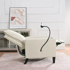 Sillón reclinable ajustable beige con soporte para teléfono y portavasos, 1 persona