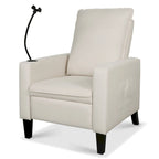 Sillón reclinable ajustable beige con soporte para teléfono y portavasos, 1 persona