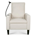 Sillón reclinable ajustable beige con soporte para teléfono y portavasos, 1 persona