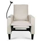 Sillón reclinable ajustable beige con soporte para teléfono y portavasos, 1 persona