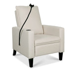Sillón reclinable ajustable beige con soporte para teléfono y portavasos, 1 persona