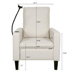 Sillón reclinable ajustable beige con soporte para teléfono y portavasos, 1 persona