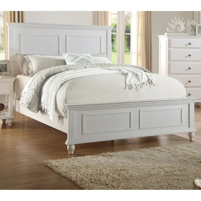 Cama King blanca con cabecero alto, 1 persona