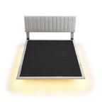 Cama Queen de Plataforma de Terciopelo Gris con Luz de Sensor, Para 2