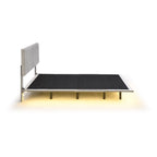 Cama Queen de Plataforma de Terciopelo Gris con Luz de Sensor, Para 2