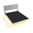 Cama Queen de Plataforma de Terciopelo Gris con Luz de Sensor, Para 2