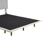 Cama Queen de Plataforma de Terciopelo Gris con Luz de Sensor, Para 2