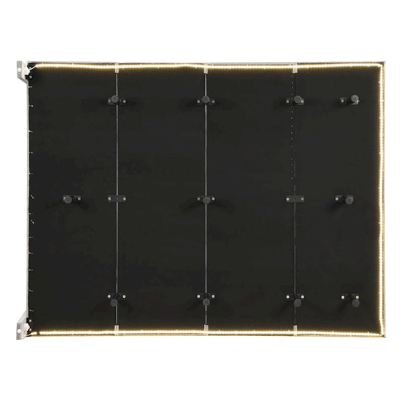 Cama Queen de Plataforma de Terciopelo Gris con Luz de Sensor, Para 2