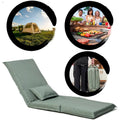 Sillón reclinable de suelo plegable ajustable de color verde claro con bolsa de transporte, 1 persona