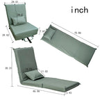 Sillón reclinable de suelo plegable ajustable de color verde claro con bolsa de transporte, 1 persona
