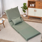 Sillón reclinable de suelo plegable ajustable de color verde claro con bolsa de transporte, 1 persona