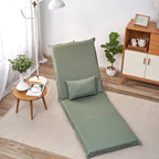 Sillón reclinable de suelo plegable ajustable de color verde claro con bolsa de transporte, 1 persona