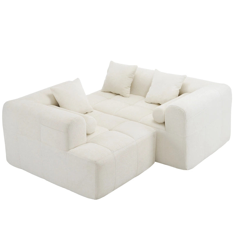 Sofá seccional modular de chenilla verde / azul / beige / gris, 2 plazas