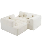 Sofá seccional modular de chenilla verde / azul / beige / gris, 2 plazas