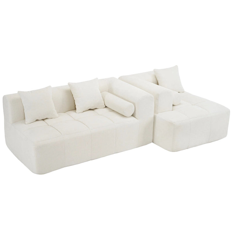 Sofá seccional modular de chenilla verde / azul / beige / gris, 2 plazas
