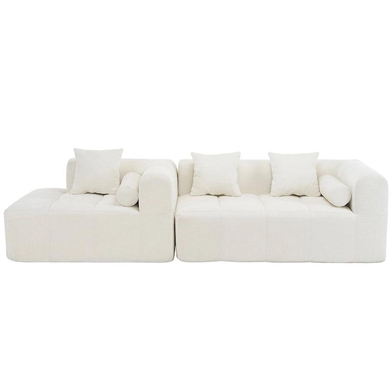 Sofá seccional modular de chenilla verde / azul / beige / gris, 2 plazas