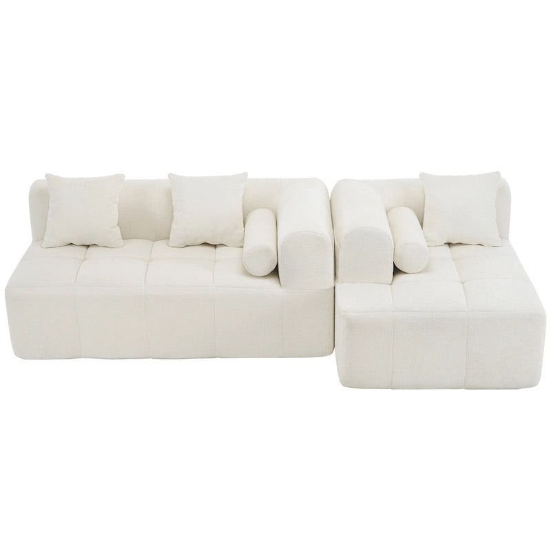 Sofá seccional modular de chenilla verde / azul / beige / gris, 2 plazas