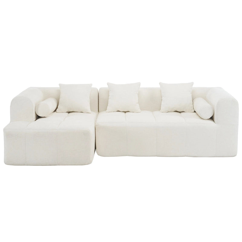 Sofá seccional modular de chenilla verde / azul / beige / gris, 2 plazas
