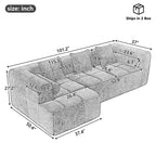 Sofá seccional modular de chenilla verde / azul / beige / gris, 2 plazas