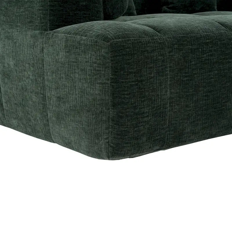 Sofá seccional modular de chenilla verde / azul / beige / gris, 2 plazas