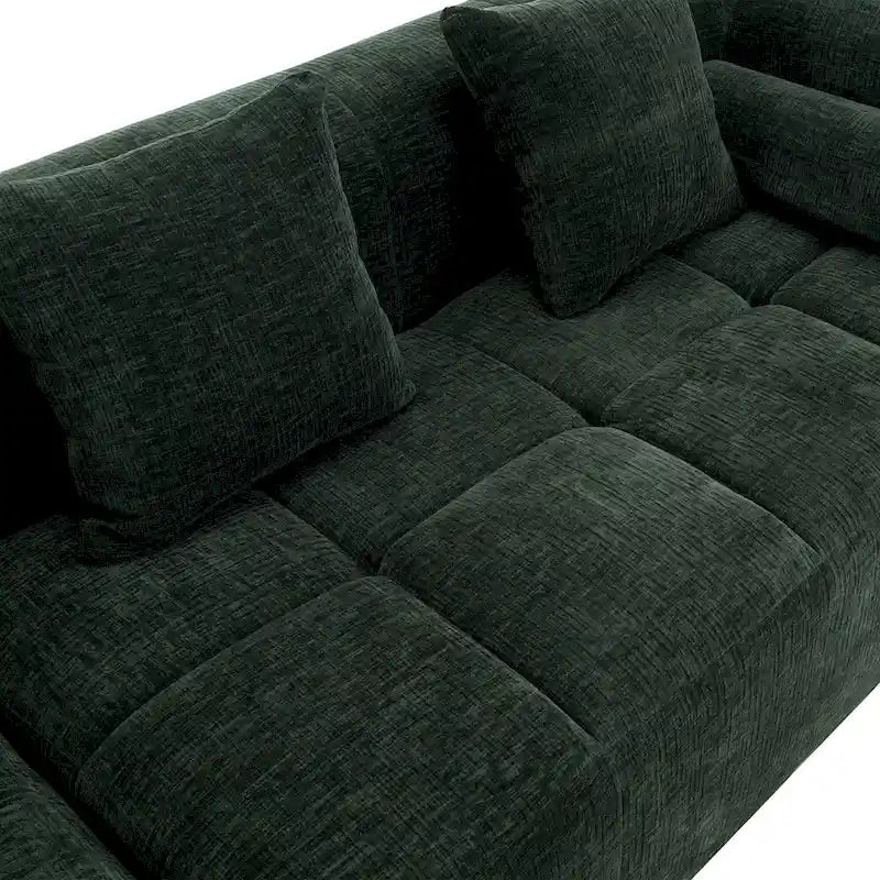 Sofá seccional modular de chenilla verde / azul / beige / gris, 2 plazas