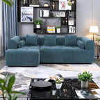 Sofá seccional modular de chenilla verde / azul / beige / gris, 2 plazas