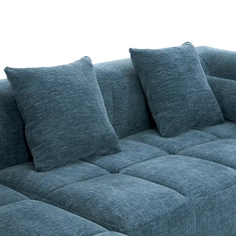 Sofá seccional modular de chenilla verde / azul / beige / gris, 2 plazas