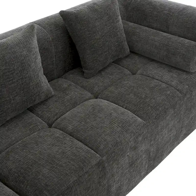 Sofá seccional modular de chenilla verde / azul / beige / gris, 2 plazas